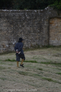 Sixteenth century peasant about to walk through a wall at Chipping Campden Banqueting House